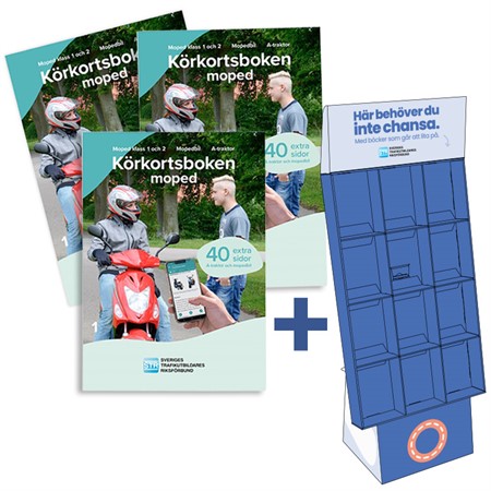 50 st Körkortsboken™ Moped + STR-bokhylla i papp