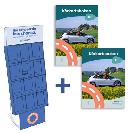 50 st Körkortsboken™ bil + STR-bokhylla i papp
